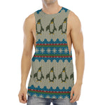 Xmas Penguin Pattern Print Men's Muscle Tank Top