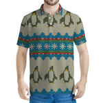 Xmas Penguin Pattern Print Men's Polo Shirt