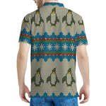 Xmas Penguin Pattern Print Men's Polo Shirt