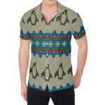Xmas Penguin Pattern Print Men's Shirt