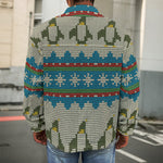 Xmas Penguin Pattern Print Men's Shirt Jacket
