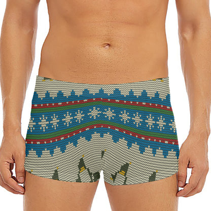Xmas Penguin Pattern Print Men's Short Boxer Briefs
