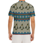Xmas Penguin Pattern Print Men's Short Sleeve Rash Guard