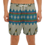 Xmas Penguin Pattern Print Men's Split Running Shorts
