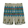 Xmas Penguin Pattern Print Men's Athletic Shorts