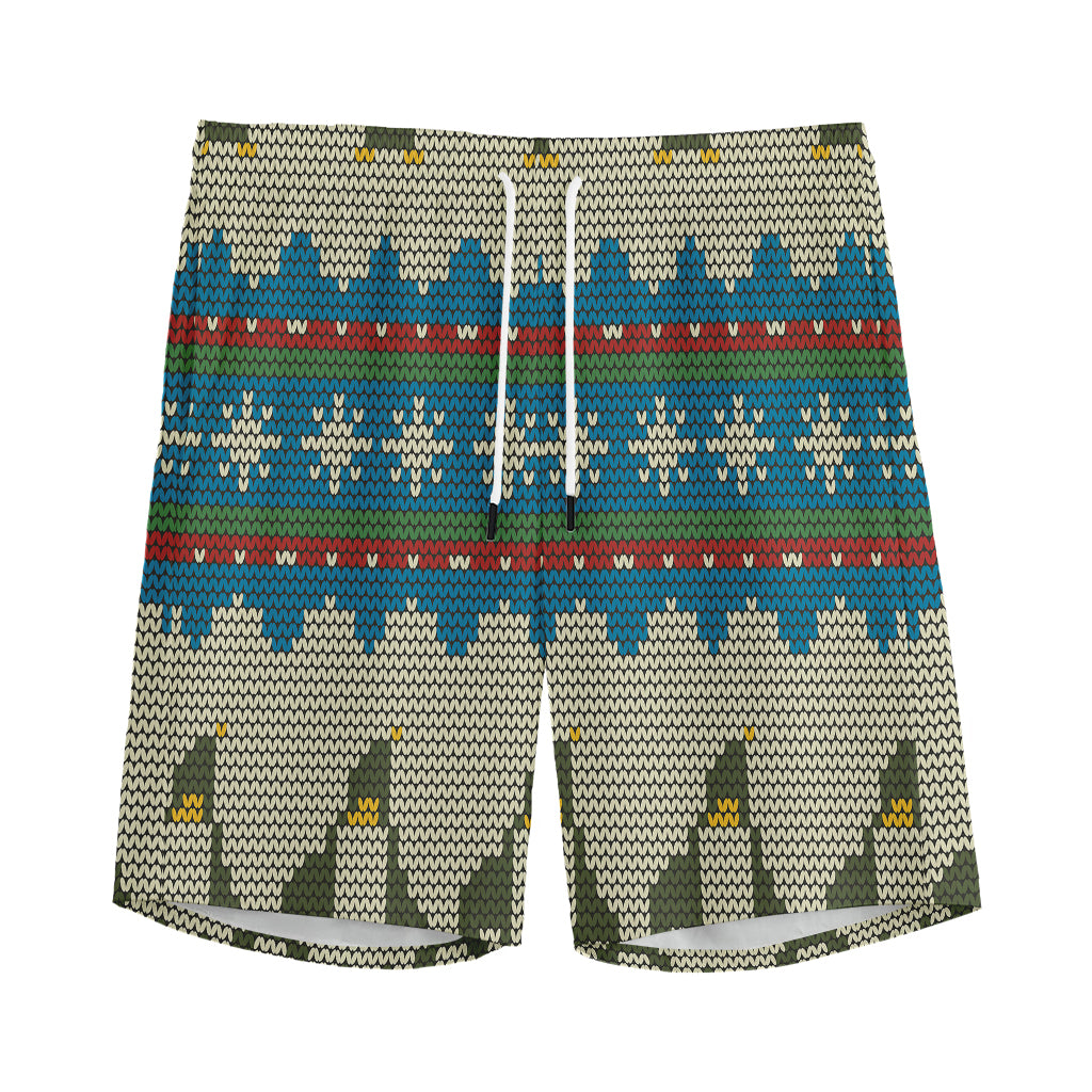 Xmas Penguin Pattern Print Men's Sports Shorts
