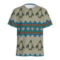 Xmas Penguin Pattern Print Men's Athletic T-Shirt