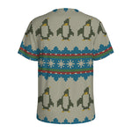 Xmas Penguin Pattern Print Men's Sports T-Shirt