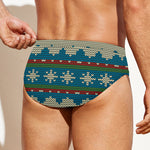 Xmas Penguin Pattern Print Men's Swim Briefs
