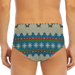 Xmas Penguin Pattern Print Men's Triangle Swim Briefs
