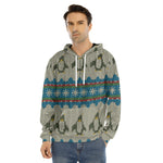 Xmas Penguin Pattern Print Men's Velvet Pullover Hoodie