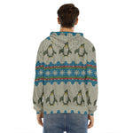 Xmas Penguin Pattern Print Men's Velvet Pullover Hoodie