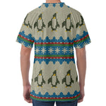Xmas Penguin Pattern Print Men's Velvet T-Shirt