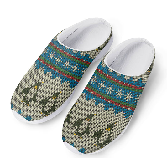 Xmas Penguin Pattern Print Mesh Casual Shoes