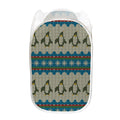 Xmas Penguin Pattern Print Mesh Laundry Hamper