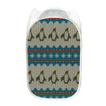 Xmas Penguin Pattern Print Mesh Laundry Hamper