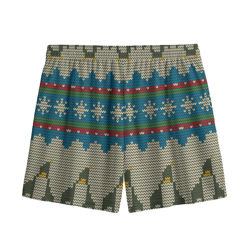 Xmas Penguin Pattern Print Mesh Shorts