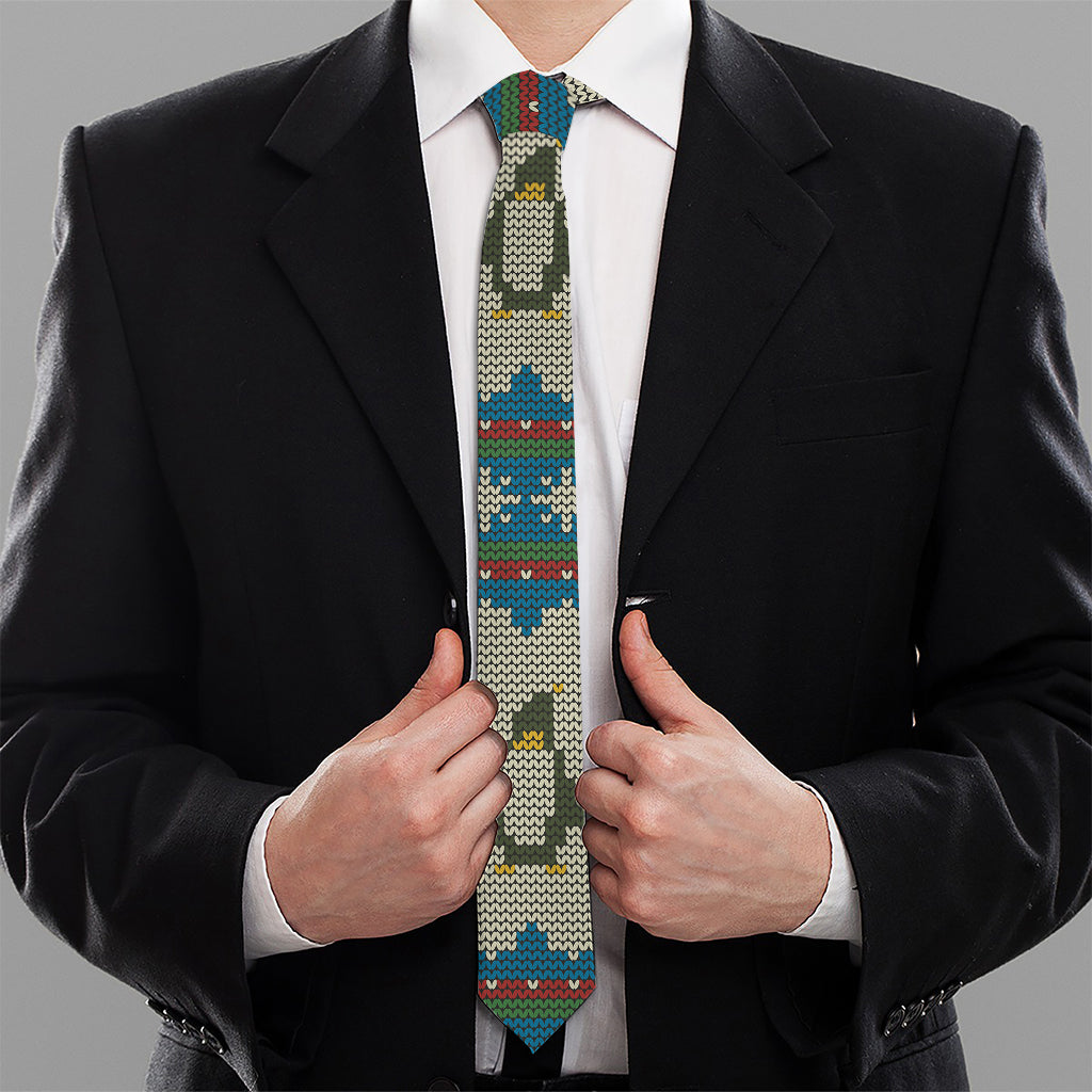Xmas Penguin Pattern Print Necktie