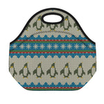 Xmas Penguin Pattern Print Neoprene Lunch Bag