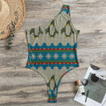 Xmas Penguin Pattern Print One Shoulder Bodysuit