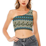 Xmas Penguin Pattern Print One Shoulder Crop Top