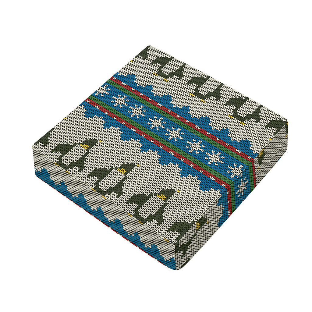 Xmas Penguin Pattern Print Outdoor Seat Cushion Cover