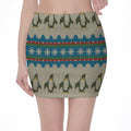 Xmas Penguin Pattern Print Pencil Mini Skirt