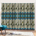 Xmas Penguin Pattern Print Pencil Pleat Curtains