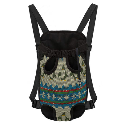 Xmas Penguin Pattern Print Pet Carrier Backpack