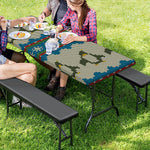 Xmas Penguin Pattern Print Picnic Table Cover