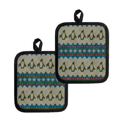 Xmas Penguin Pattern Print Pot Holders