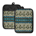 Xmas Penguin Pattern Print Pot Holders With Pocket