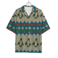 Xmas Penguin Pattern Print Rayon Hawaiian Shirt