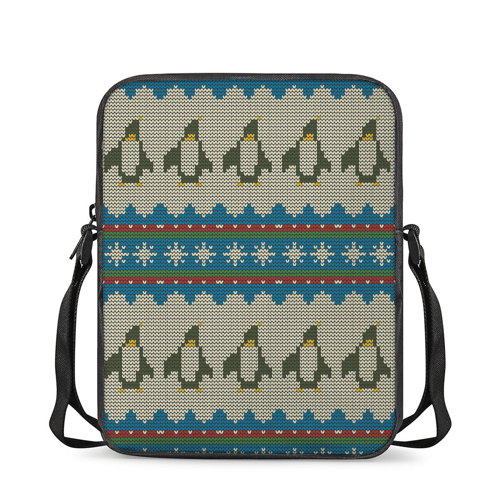 Xmas Penguin Pattern Print Rectangular Crossbody Bag