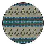 Xmas Penguin Pattern Print Round Floor Mat