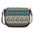 Xmas Penguin Pattern Print Saddle Bag