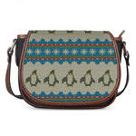 Xmas Penguin Pattern Print Saddle Bag