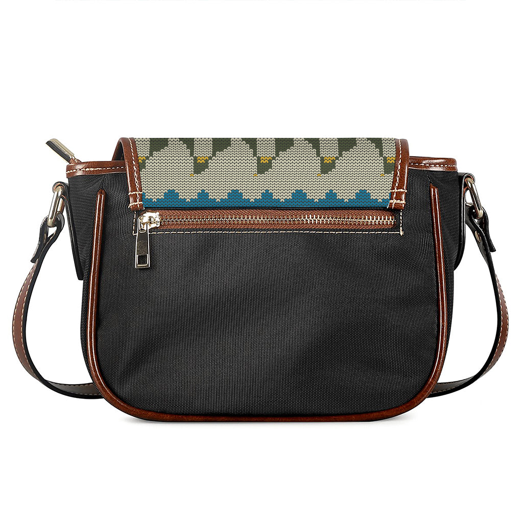 Xmas Penguin Pattern Print Saddle Bag