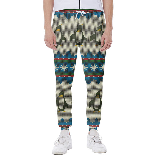 Xmas Penguin Pattern Print Scuba Joggers