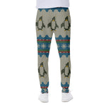 Xmas Penguin Pattern Print Scuba Joggers