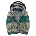 Xmas Penguin Pattern Print Sherpa Lined Zip Up Hoodie