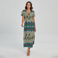 Xmas Penguin Pattern Print Short Sleeve Maxi Dress