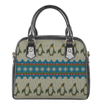 Xmas Penguin Pattern Print Shoulder Handbag