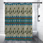 Xmas Penguin Pattern Print Shower Curtain