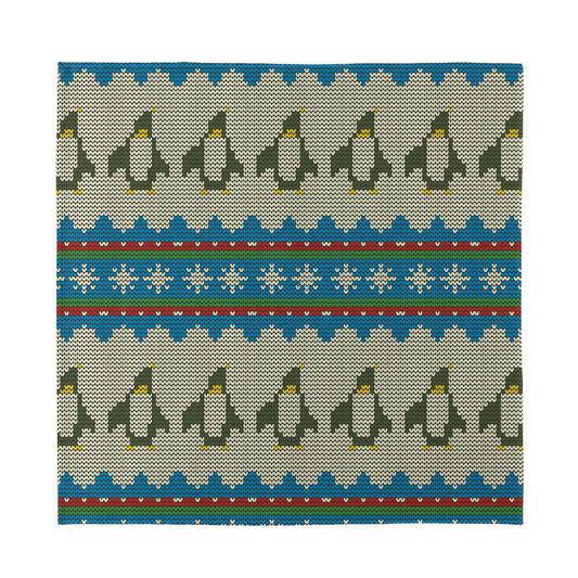 Xmas Penguin Pattern Print Silk Bandana