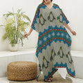 Xmas Penguin Pattern Print Silk V-Neck Kaftan Dress