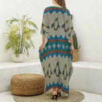 Xmas Penguin Pattern Print Silk V-Neck Kaftan Dress