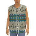 Xmas Penguin Pattern Print Sleeveless Baseball Jersey
