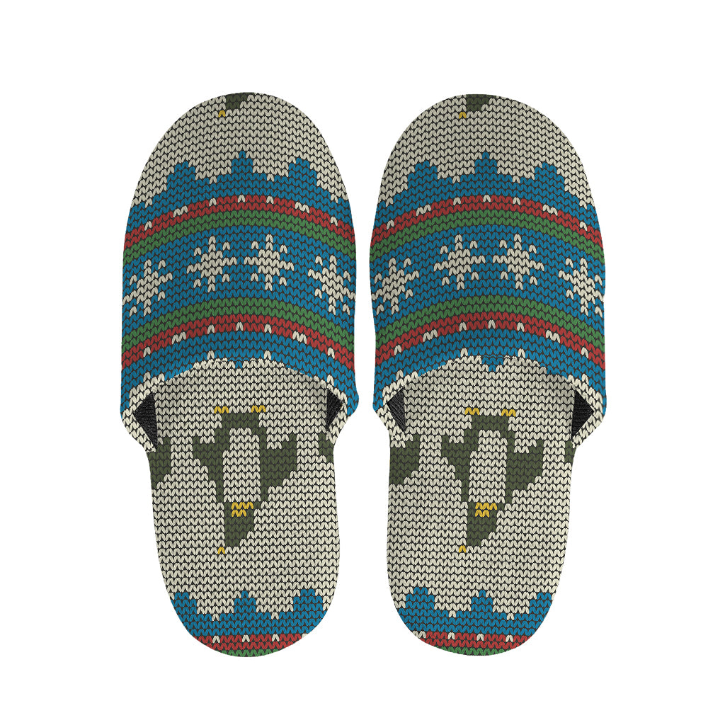 Xmas Penguin Pattern Print Slippers