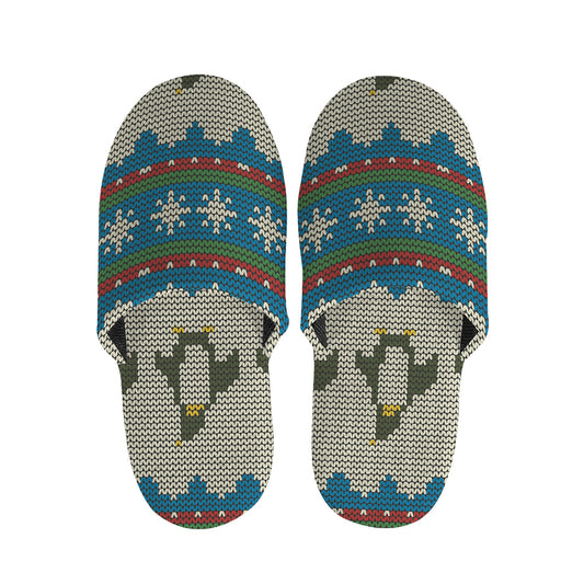 Xmas Penguin Pattern Print Slippers
